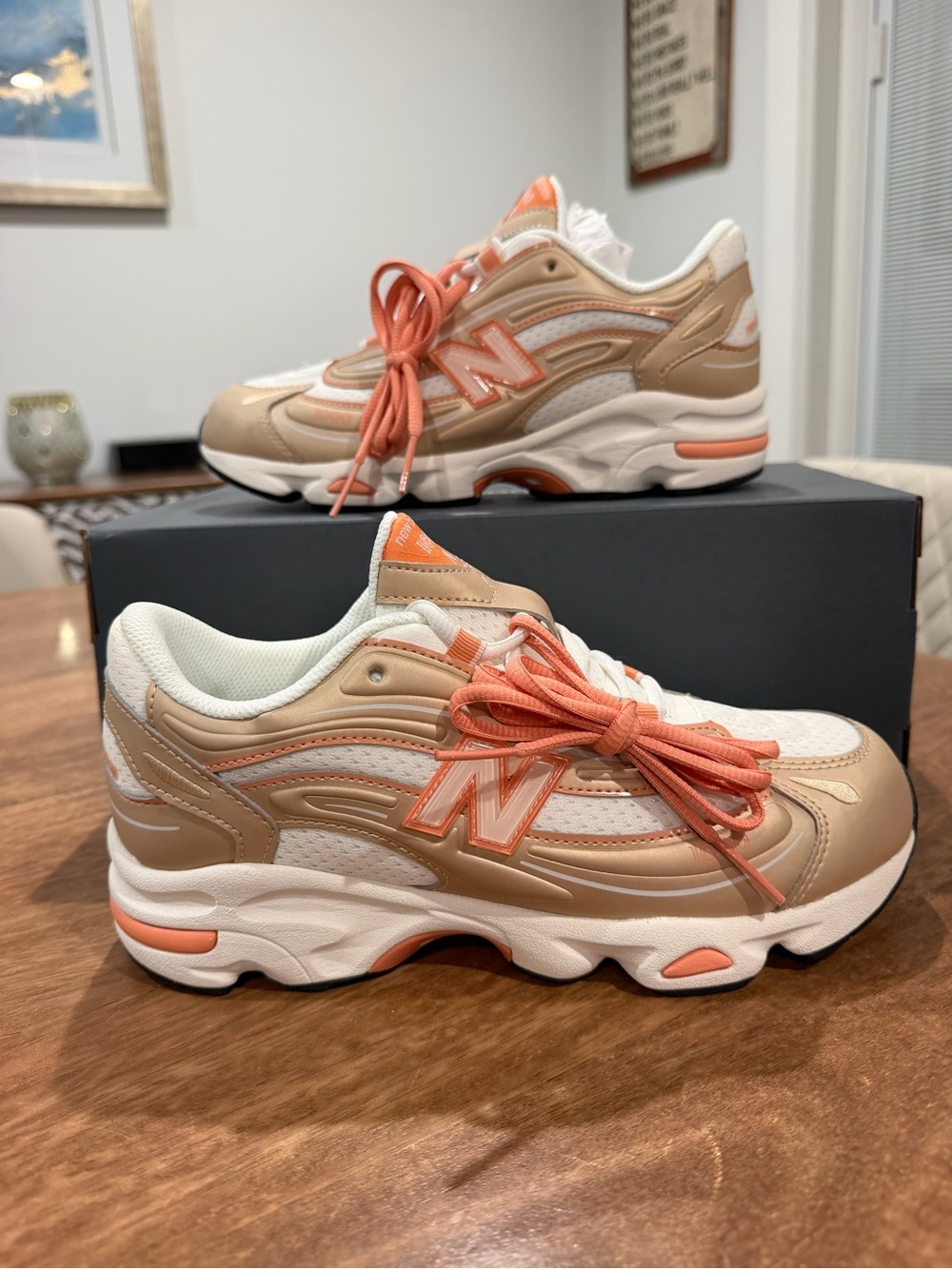 New Balance 1000 Beige and Coral Youth 6.5 Women 8 Sneakers